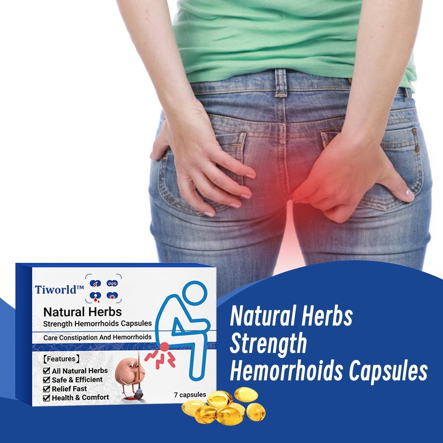 Tiworld™ Natural Herbal Strength Hemorrhoid Capsules