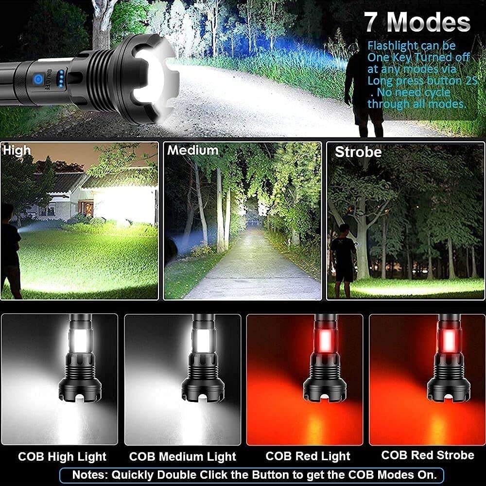 LED Rechargeable Waterproof Tactical Laser Flashlight丨90000 High Lumens